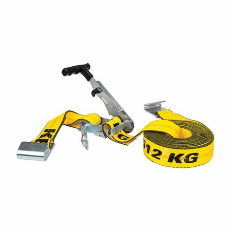 HOMEPAGE 2 in. x 27 ft. Yellow Flat Tie Down with Ratchet - 3333 lbs HO3305733